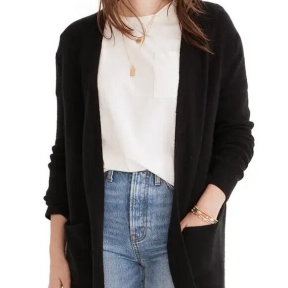 Madewell Sweaters - MADEWELL Kent Cardigan Sweater Long Open Front In True Black Women's Large